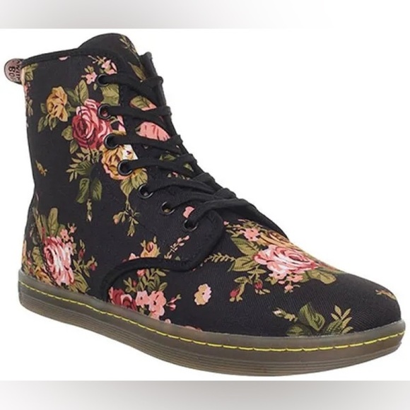 Dr Marten| SHOREDITCH BLACK VICTORIAN FLOWERS CANVAS BOOT size 6 - Picture 1 of 9